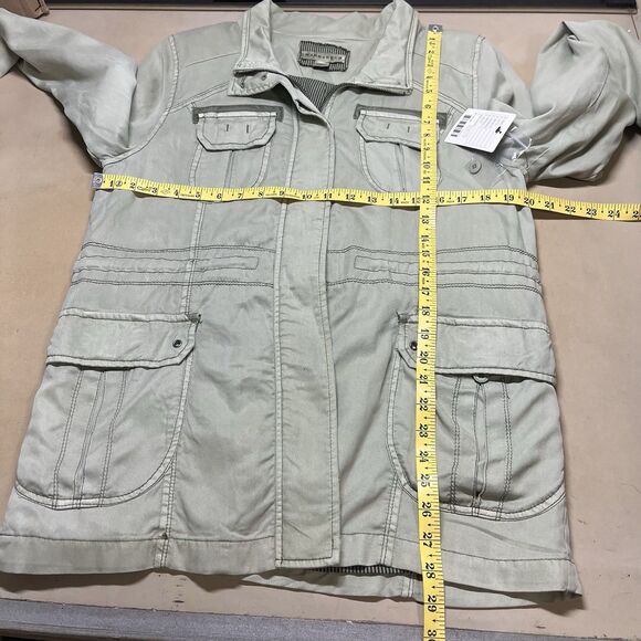 Marrakech Anthropologie Womens Utility Cargo Jacket Size L Green Grunge Lyocell - Picture 12 of 14